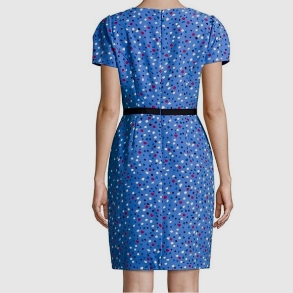 ISAAC MIZRAHI BLUE SHORT SLEEVE CONFETTI DRESS  RIBBON BELT - Picture 8 of 16